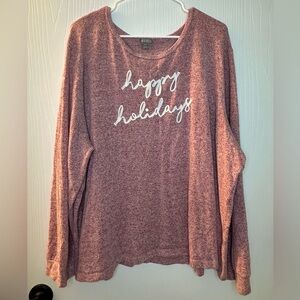 Falls Creek Red and White Holiday Shirt Happy Holidays women’s 3x long sleeve‎